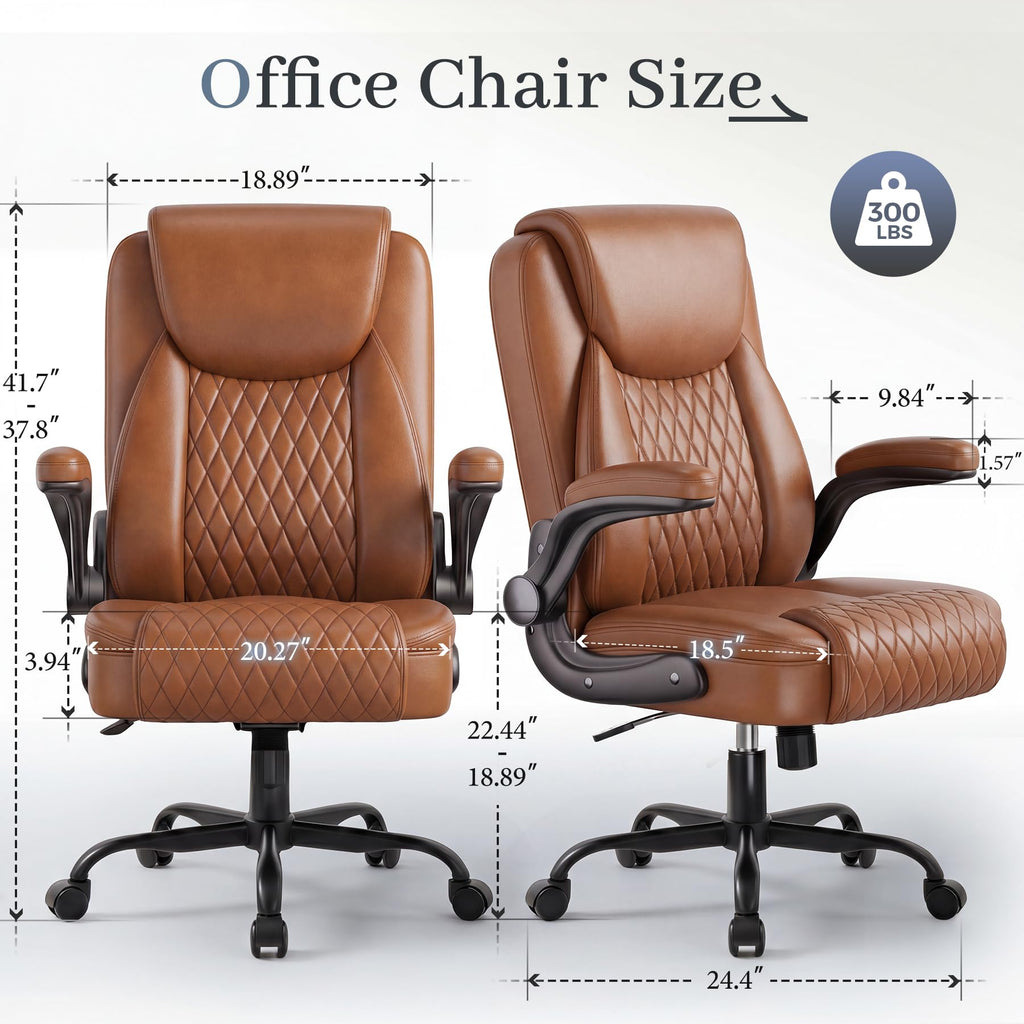 Gtpoffice Executive Office Chair with Comfortable Lumbar Support, Ergonomic Gaming Chair with Flip-up Armrests & Zoned Pressure-relief Cushion,