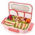 Bento Box for Adults,4 Compartments Lunch Box, Snack Containers Reusable Lunch Containers Drop-Proof, Dishwasher Safe & Made with BPA-Free Materials, Pink