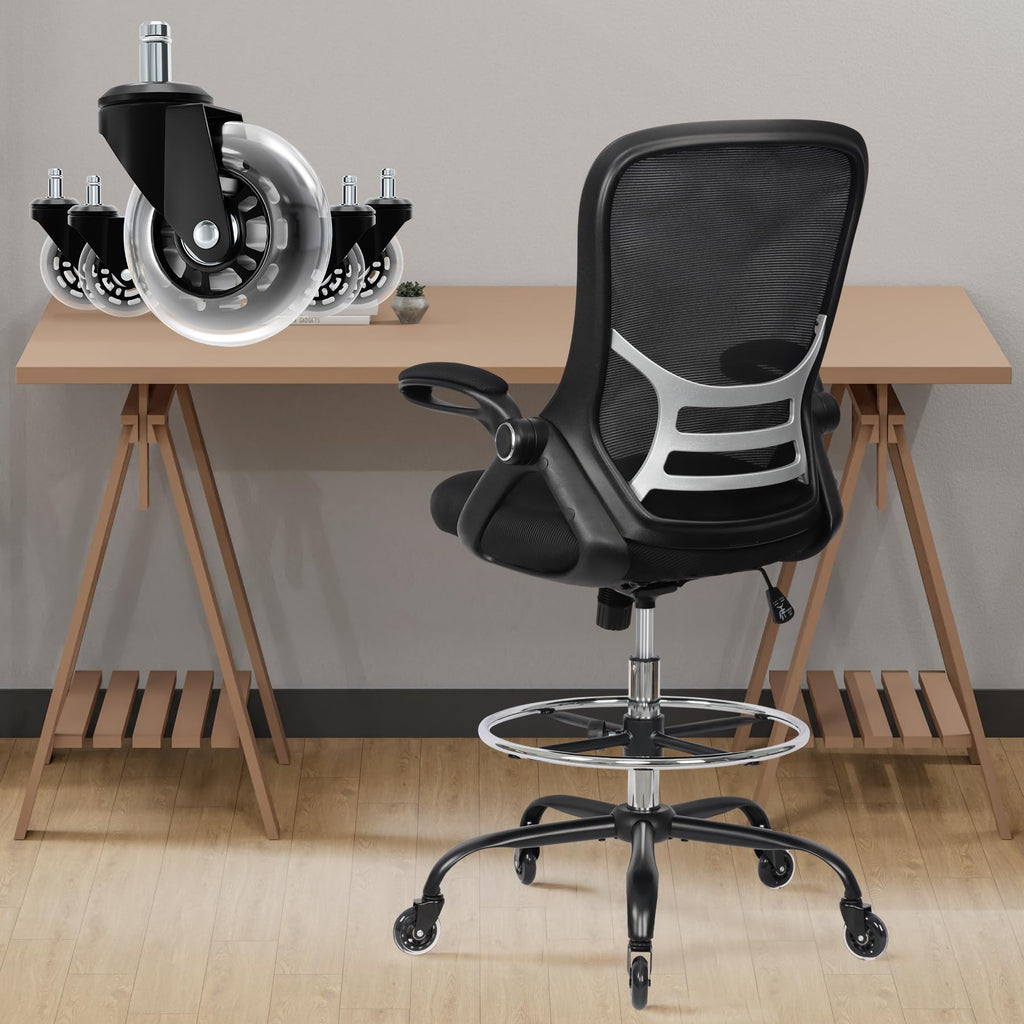 Hylone Drafting Chair Adjustable, Tall Office Chair Lumbar Support Ergonomic Standing Desk Chair Heavy Duty Tall Drafting Stool for Artists