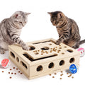Cat Nail File Enrichment Box - Wooden Scratch & Puzzle Toy with 3 Bell Balls, Sandpaper Pad for Indoor Cat Claw Grinding, Mental Stimulation and Boredom Relief