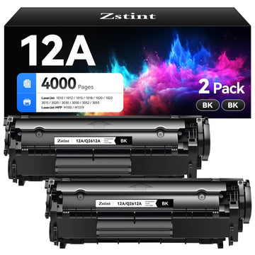 12A Black Toner Cartridge 2-Pack Replacement for HP 12A Q2612A Toner Compatible with HP LaserJet MFP M1005 M1319f 1010 1012 1015 1018 1020 Plus 1022 1022n 1022nw 3015 3020 3030 3050z 3052 3055 Printer
