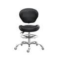 Grace&grace Drafting Chair Adjustable Tall Shop Stool, Rolling Stool with Back Support for Studio, Classroom, Lab, Counter, Medical (black)