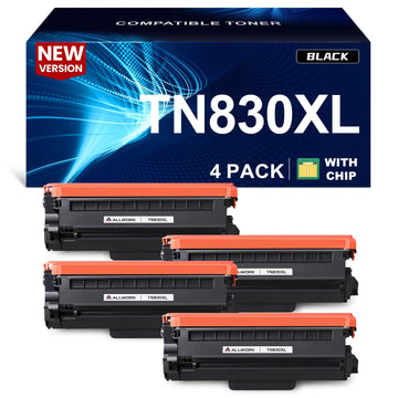 ALLWORK TN830XL Toner Cartridge Compatible Replacement for Brother DCP L2640DW L2647DW HL L2420DW L2460DW L2460DWXL L2465DW L2480DW L2865DW MFC L2820DW L2900DWXL L2980DW (4 Black)