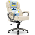 Serta Ergonomic Executive Office Chair with Lumbar Support, Leather Chair, High-Back, Ivory White