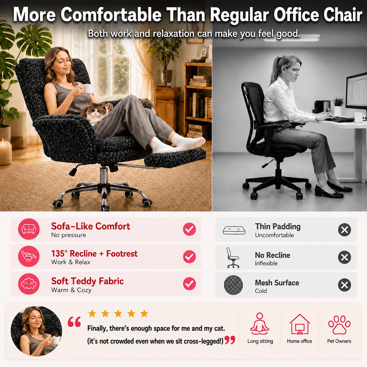 Homigropa Big and Tall Office Chair with Foot Rest & Flip Armrests, Galaxy Black