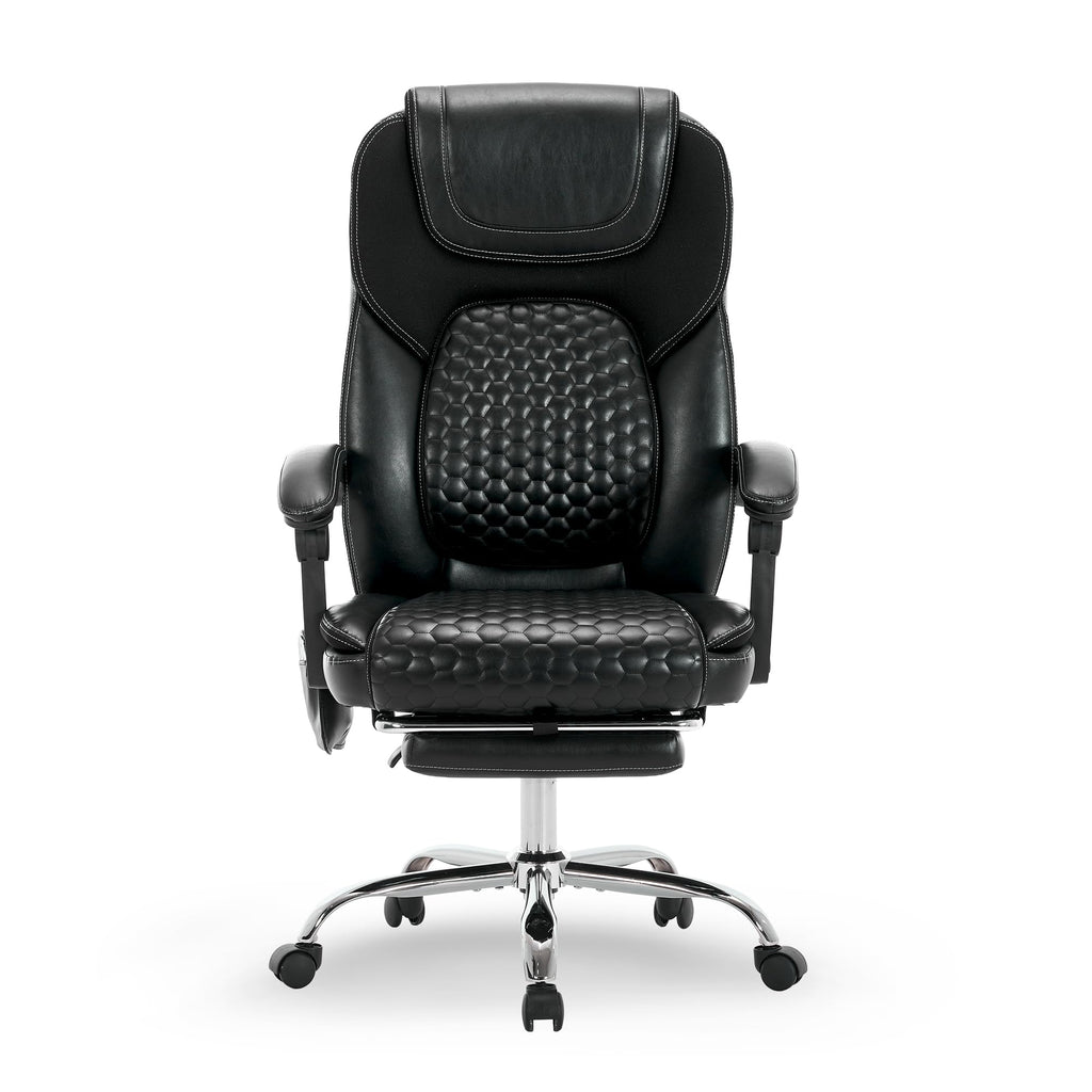 Malol Massage Office Chair with Heat and Footrest, 300 Lbs Easy Assembly Leather Desk Chair -3-level 65°c Targeted Heating, Big and Tall