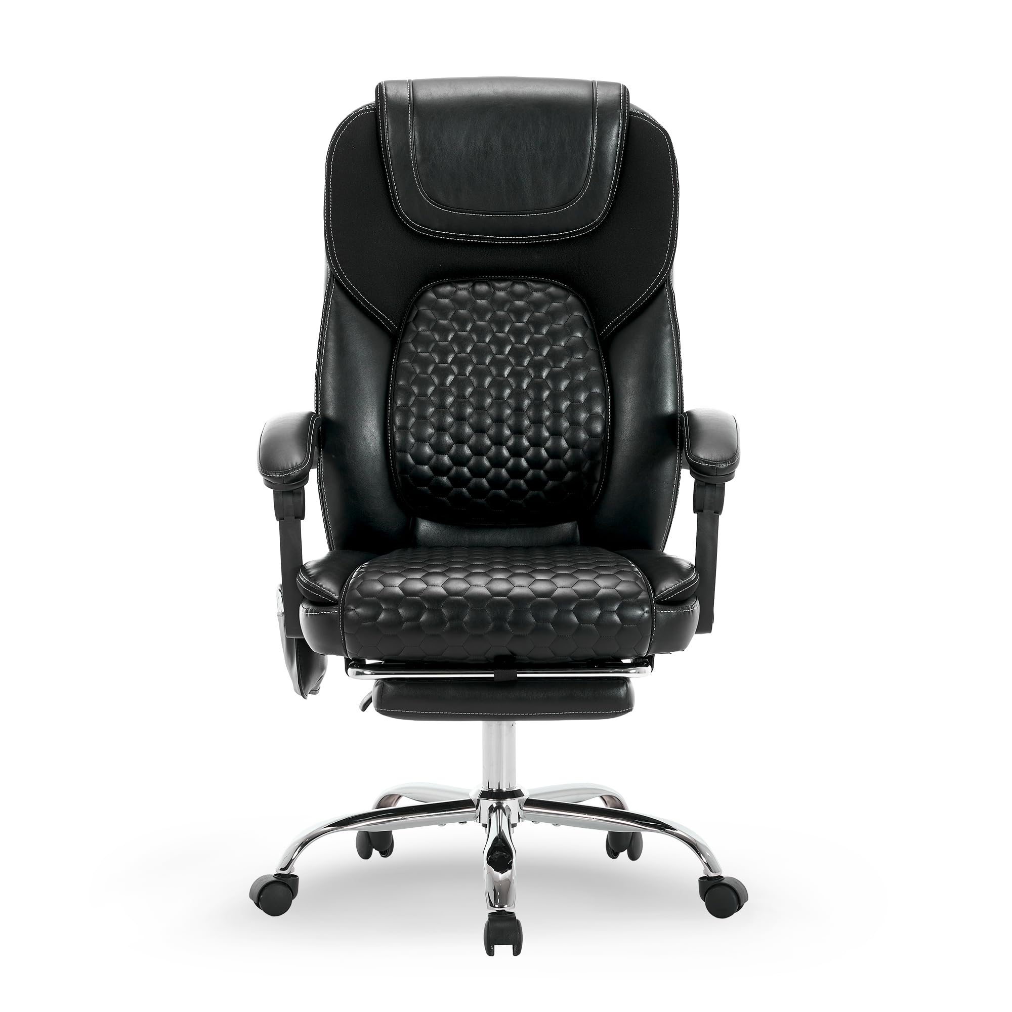 Malol Massage Office Chair with Heat and Footrest, 300 Lbs Easy Assembly Leather Desk Chair -3-level 65°c Targeted Heating, Big and Tall