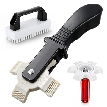 3 Piece AC Fin Comb Kit, 2 in 1 Coil Cleaner Brush, Fin Straightening Tool & 6 in 1 Rotating Air Conditioner Comb for Condenser, Evaporator, Radiator and Refrigerator Coils