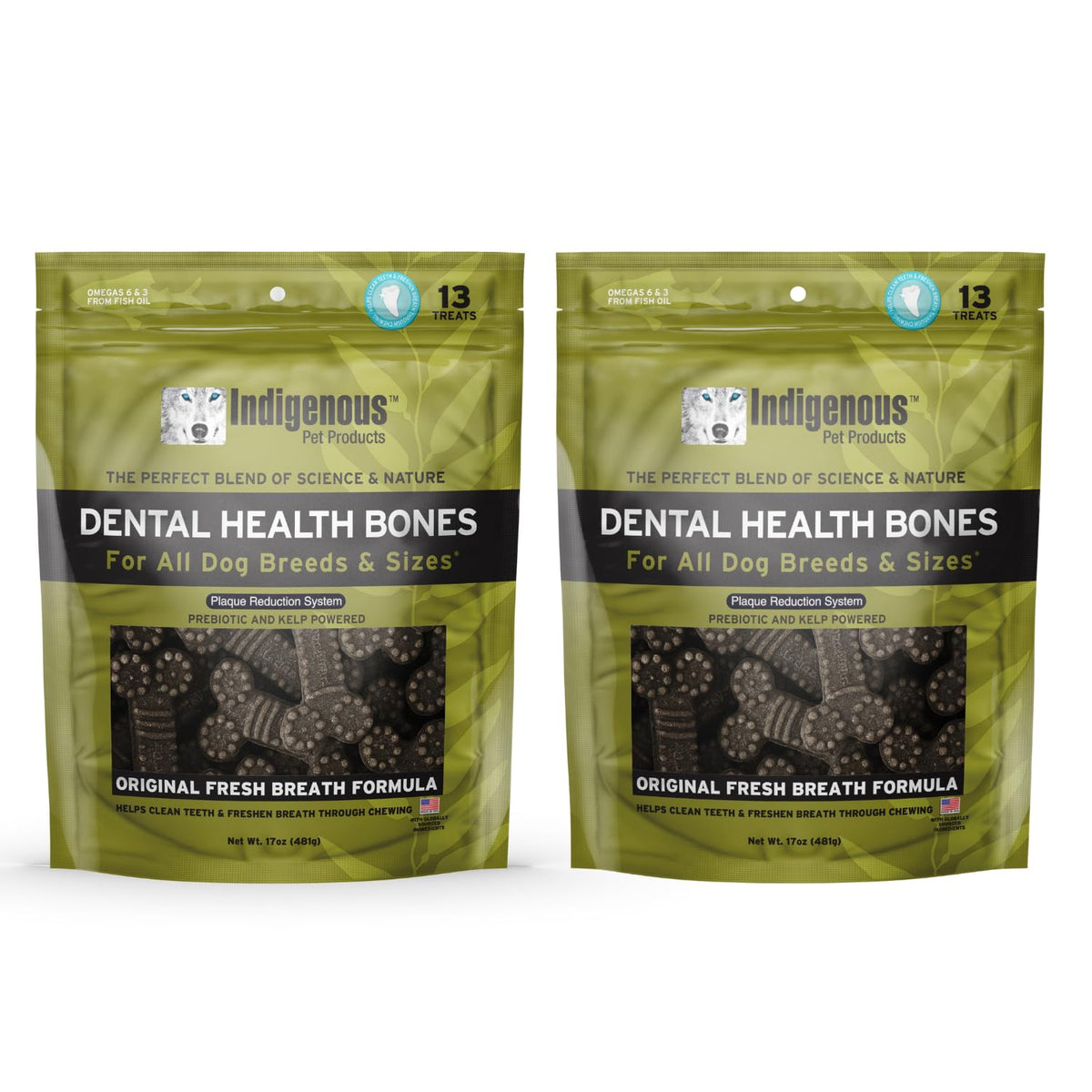 Indigenous Dental Health Bones Original Fresh Breath Flavor 17ounces (Pack of 2)