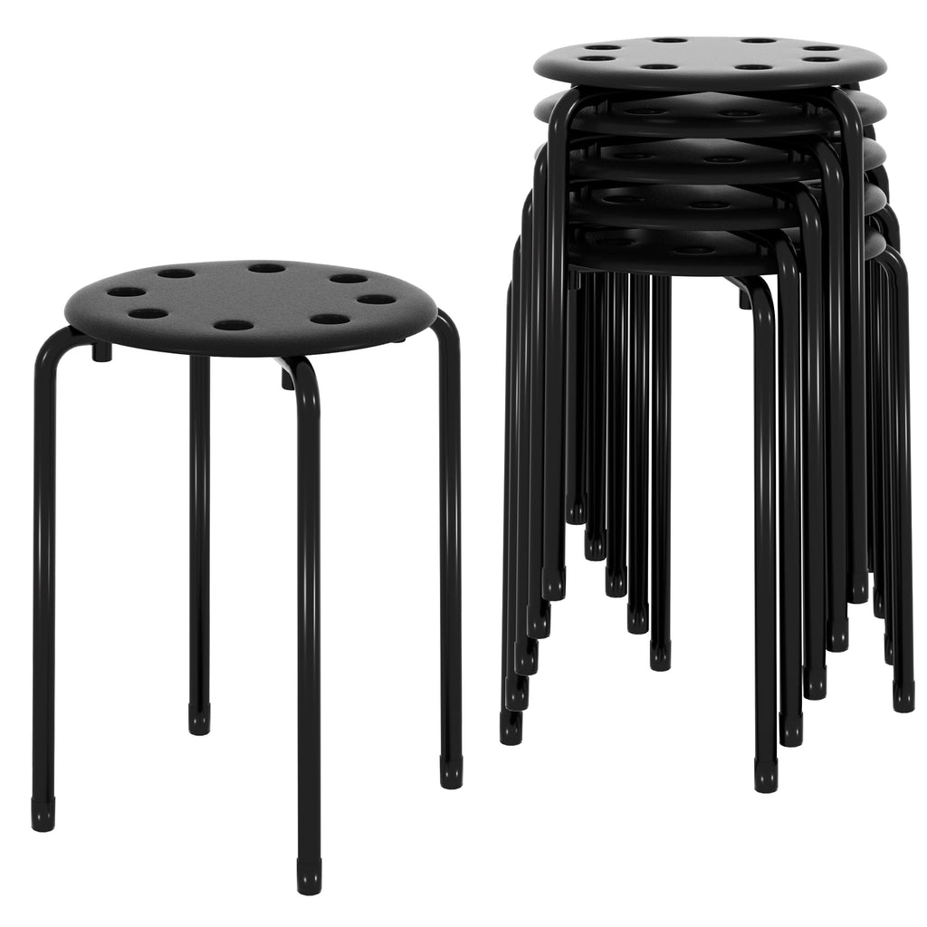 Vecelo 6-piece Stacking Stools, 17.7 Inch Standard Height, Portable Stackable Colorful Decoration Stools for School Classroom and Office Use,