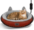 Heated Cat Bed for Small Size Cats, Heated Pet Bed with Timer & Temp Adjustable, Removable Waterproof Pet Heating Pad for Indoor, Gray Cozy Donut Electric Bed Heater Warmer for Kitten Cat