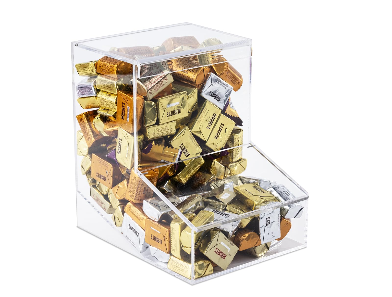 Candy Dispenser - Bulk Acrylic Storage Holder with Two Lids for Countertop or Wall Mount - Store Chocolate, Treats, Sweets, and Snacks (1)