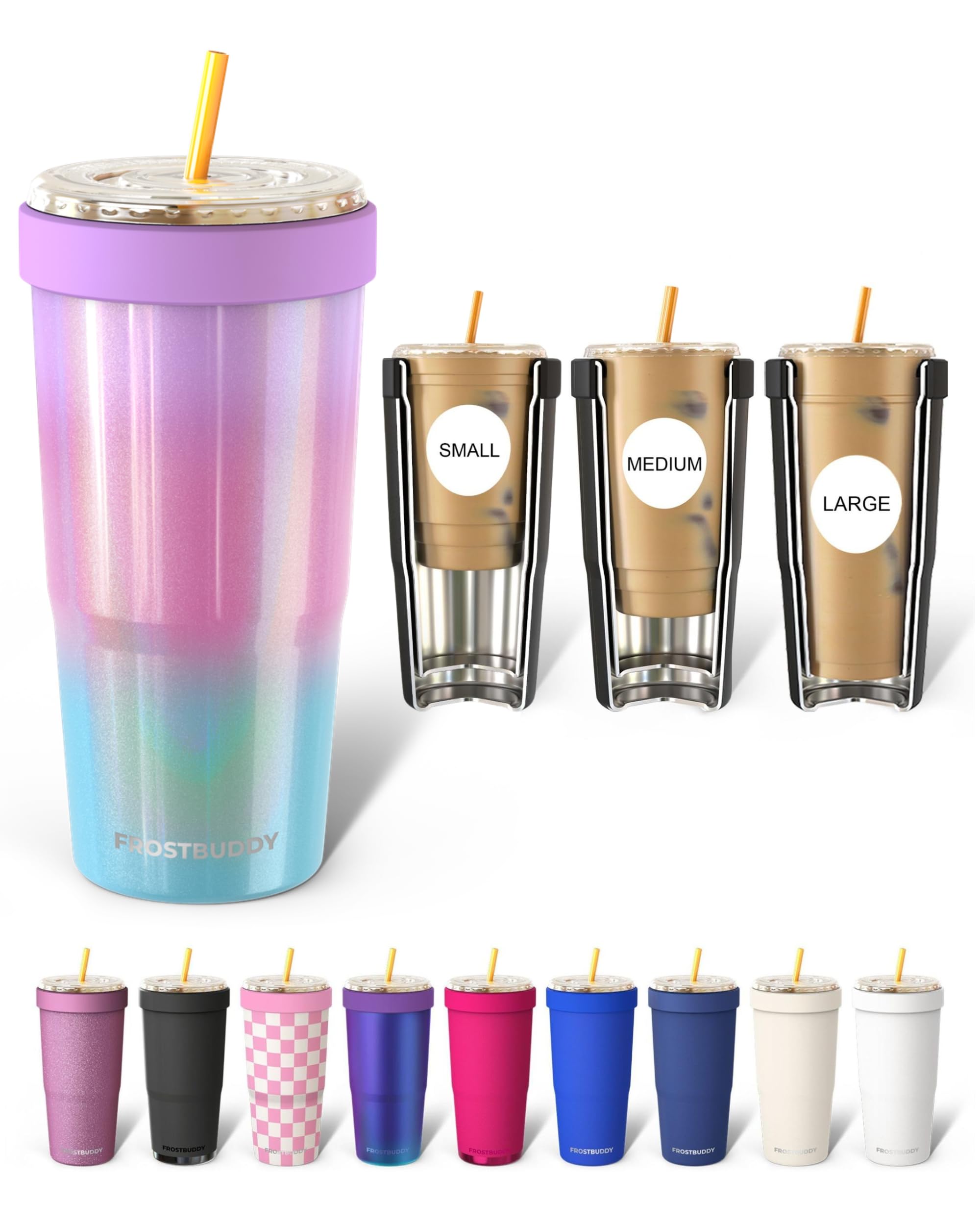 Frost Buddy Togo Buddy 30 oz Stainless Steel Vacuum Insulated Tumbler To Go Coffee Cup – Iced Coffee Cups, Iced Coffee Sleeve, Travel Mug, Thermal Cup for Hot & Cold Drinks, Dunkin Cup (Cotton Candy)