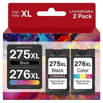 PG-275 XL CL-276 XL Ink Cartridges Combo Pack Compatible with Canon 275 276 XL for Pixma TR4720 TR4722 TS3522 TS3722 TS3700 TR4700 TS3500 TS3520 Printers, Black & Color High Yield 2-Pack