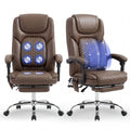 Malol Massage Office Chair Set of 2 with Heat and Footrest, 300 Lbs Easy Assembly Leather Desk Chair -3-level 65°c Targeted Heating, Big and