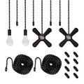 Ceiling Fan Pull Chain Set 4pcs 3mm Diameter Beaded Ball 12 inches Pendant Decorative 2Pcs 36 inches Extension, Extra 8Pcs Pull Loop Connectors(Matte Black)