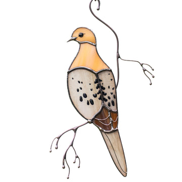 Stained Glass Mourning Dove Suncatcher Window Hanging Indoor Decor Gift