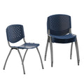 Flash Furniture Hercules Series Plastic Contoured Lobby Chairs with Perforated Backs, Ergonomic Stacking Chairs for Offices, Set of 5, Navy