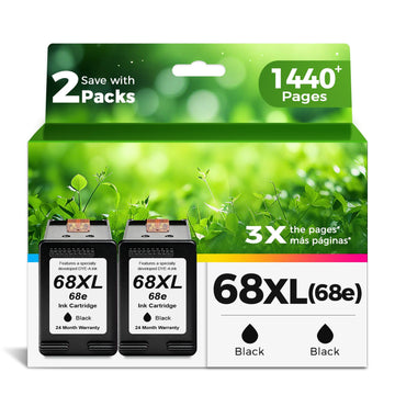 Ankink 68XL 68e Ink Cartridges Black 2 Pack Replacement for HP 68 XL HP68 Work for 6100e 6500e Printers for Envy 6152e 6155e 6552e 6555e 6558e 6110e 6110r 6120e 6130e 6131e 6132e 6165e 6520e 6530e