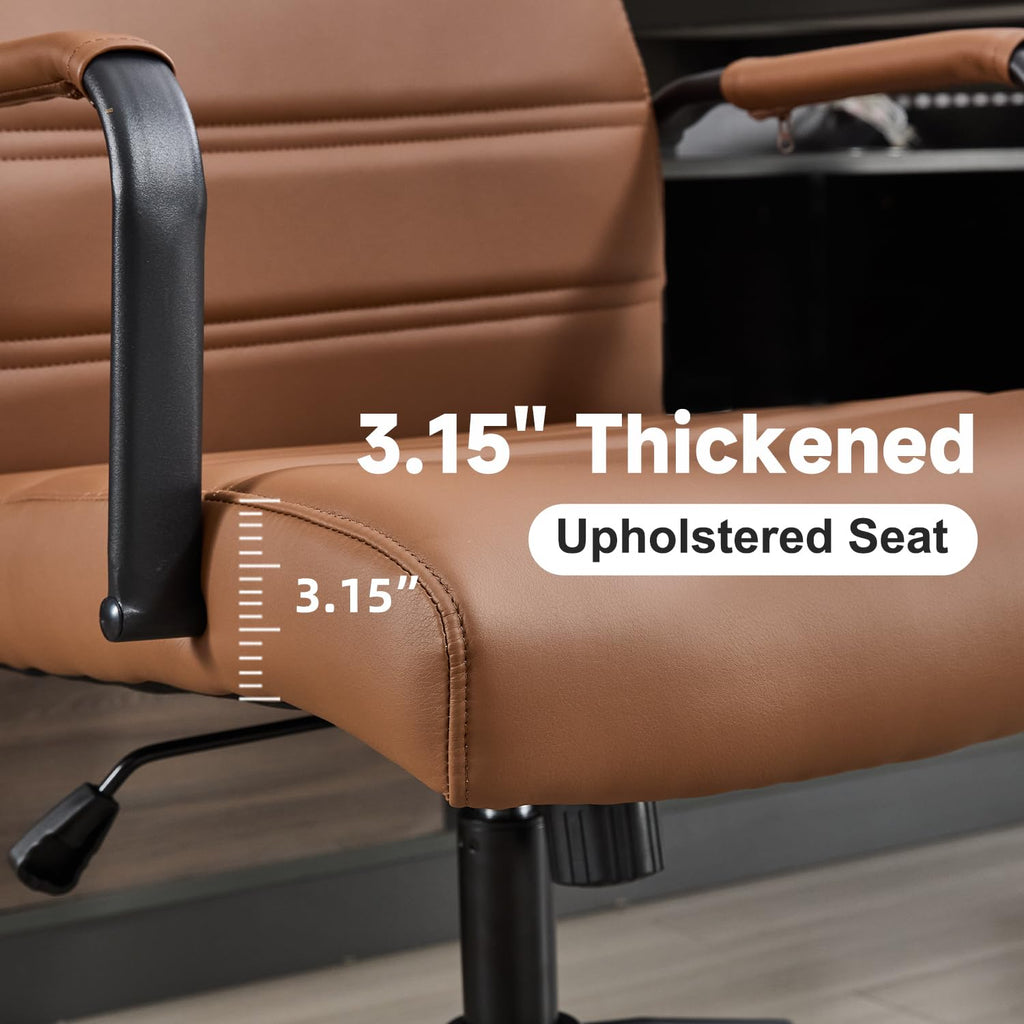 Office Desk Chair Leather, Conference Room Chairs with Wheels, Modern Executive Office Chairs Adjustable Height, Ergonomic Swivel Rolling