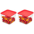 Cambro Food Storage Container with Lid - 6 QT (Quart) Square, Classic Series with Red Lid, Commercial Grade for Food Prep, Clear, 2 Pack