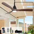 Depuley Outdoor Ceiling Fan with Lights: 42" Black Gazebo Fans Outdoor Hanging with Remote APP Control - Plug in Waterproof Fans with Light for Patio Porch Reversible Walnut Blade 3CCT 6 Speeds Timer