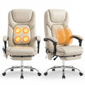 Malol Massage Office Chair Set of 2 with Heat and Footrest, 300 Lbs Easy Assembly Leather Desk Chair -3-level 65°c Targeted Heating, Big and
