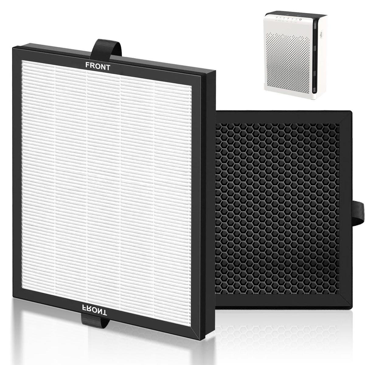 2 pack M200L Filter Replacement, Compatible with MOOKA M200L Air Filter, 3-in-1 High-Efficiency Filters, Activated Carbon Filters for Home Office Bedroom