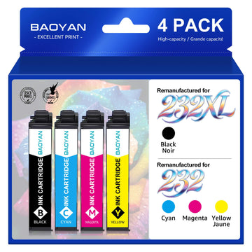 Remanufactured Ink Cartridge Replacement for Epson 232 Ink Cartridge Works with Workforce Pro WF-2950 WF-2930 Expression XP-4200 XP-4205 Printers (4 Pack)