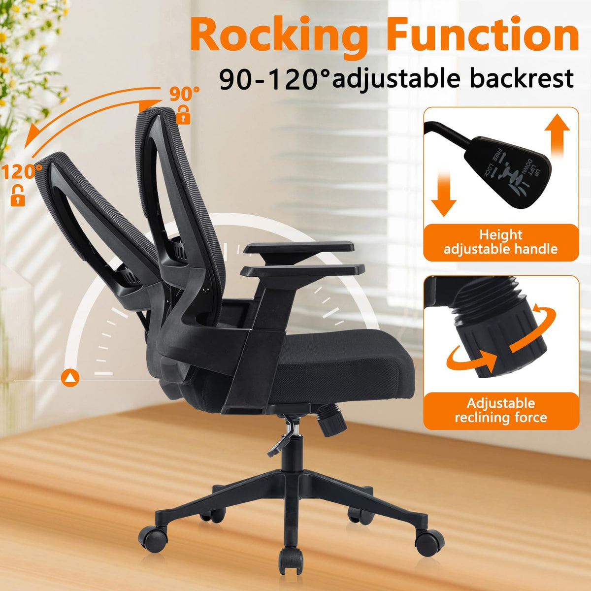 Clatina 500lbs Big and Tall Office Chair Heavy Duty Mesh Ergonomic Computer Chairs with Adjustable Lumbar Support and Wide Comfy Seat for Home
