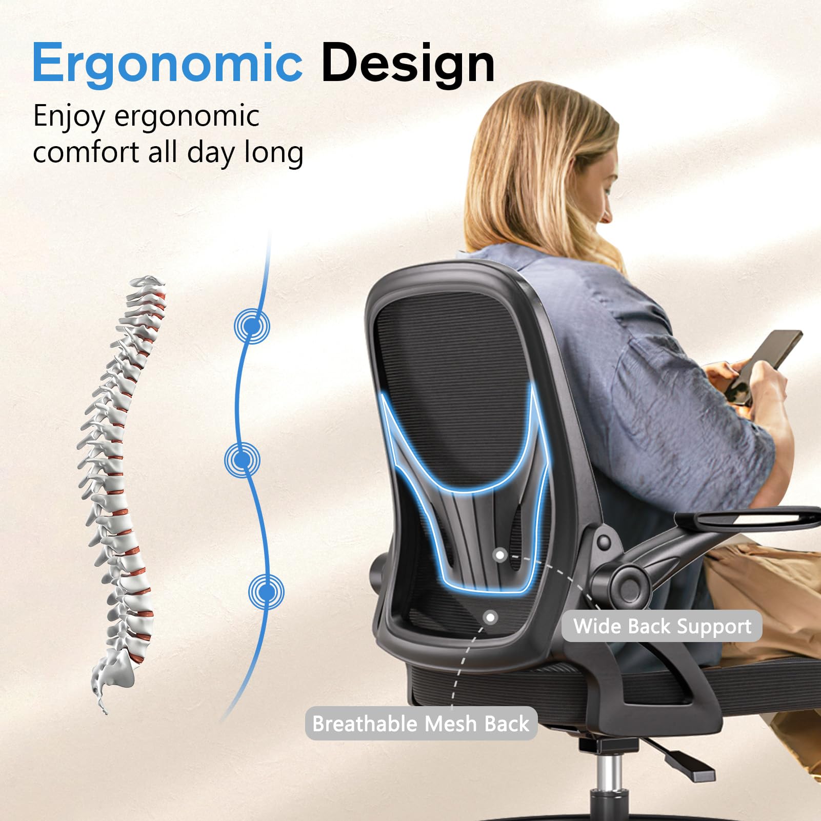 Alolo 450lbs Drafting Chair Tall Office Chair for Standing Desk with Flip-up Armrests,ergonomic High Desk Chair with Lumbar Support and