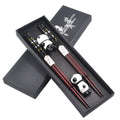 Wooden Japanese Chopsticks with Ceramic Panda Holders - 9-Inch Elegant Reusable Chopsticks Gift Set for Sushi Lovers Couples (Black-Black)