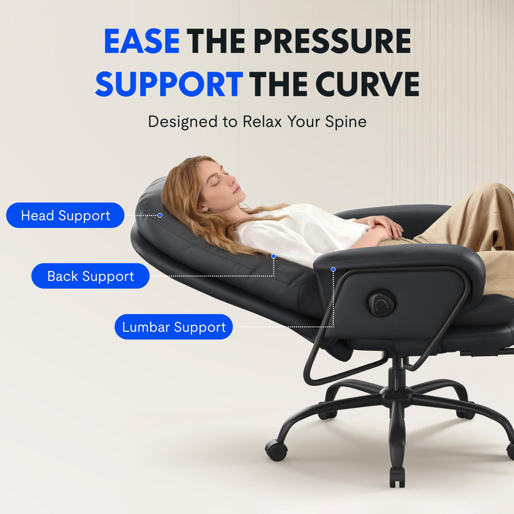 Flexispot Multi-task Ergonomic Office Chair with Footrest Computer Desk Chairs Indoor Lounge Chair with 90-165° 4-level Reclining, Chairs for