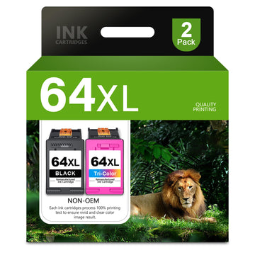 64XL Black and Color Ink Cartridge Combo Pack Replacement for HP 64 64XL Ink Cartridge for Envy Photo 7855 7858 7800 7100 7155 6255 7164 Inspire 7255e 7955e 7958e 7900e Tango Series Printer (2-Pack)