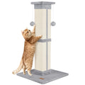 Cat Scratching Post 33 inch for Indoor Cats, High Cat Scratch Post Grey, Cat Tree for Full-Body Stretching, Protect Your Furniture