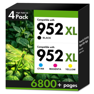 952XL 952 XL 8710 Ink Cartridges Combo Pack for HP Printers 4 Pack | Replacement for HP952XL/952XL Black and Color for HP OfficeJet Pro 8710 7740 8720 8715 8210 8725 8730 8702 8732M 8736 Printer