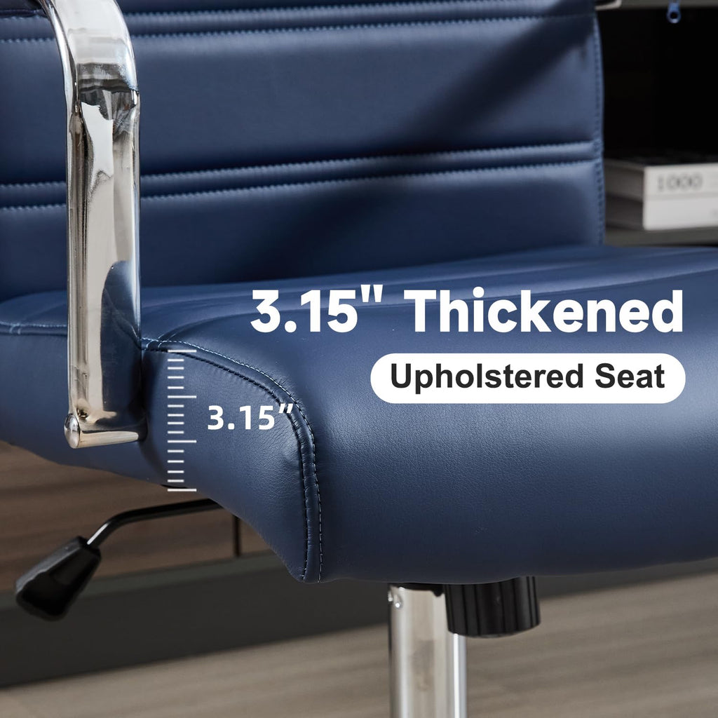 Office Desk Chair Leather, Conference Room Chairs with Wheels, Modern Executive Office Chairs Adjustable Height, Ergonomic Swivel Rolling