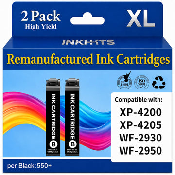 Remanufactured Replacement for Epson 232XL Black Ink Cartridges | Works with Workforce WF-2930 WF-2950 and Expression Home XP-4200 XP-4205 (2 Pack 2 Black)