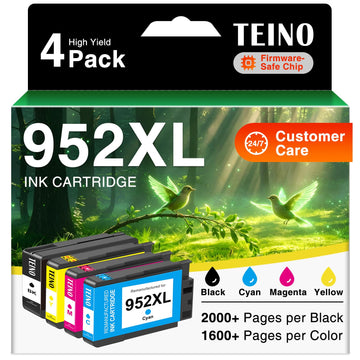 TEINO 952XL Ink Cartridges Combo Pack Replacement for HP 952 XL Ink | 952 XL Ink Cartridges for HP Printers 8710 7740 8720 8715 8210 8703 High Yield 952 Ink Cartridges 4 Pack?BK/C/M/Y?