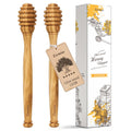 Olive Wood Honey Dipper/Stick Durable & Warp-Resistant, Preserves Honey Purity, 2pcs, 6.3 Inch