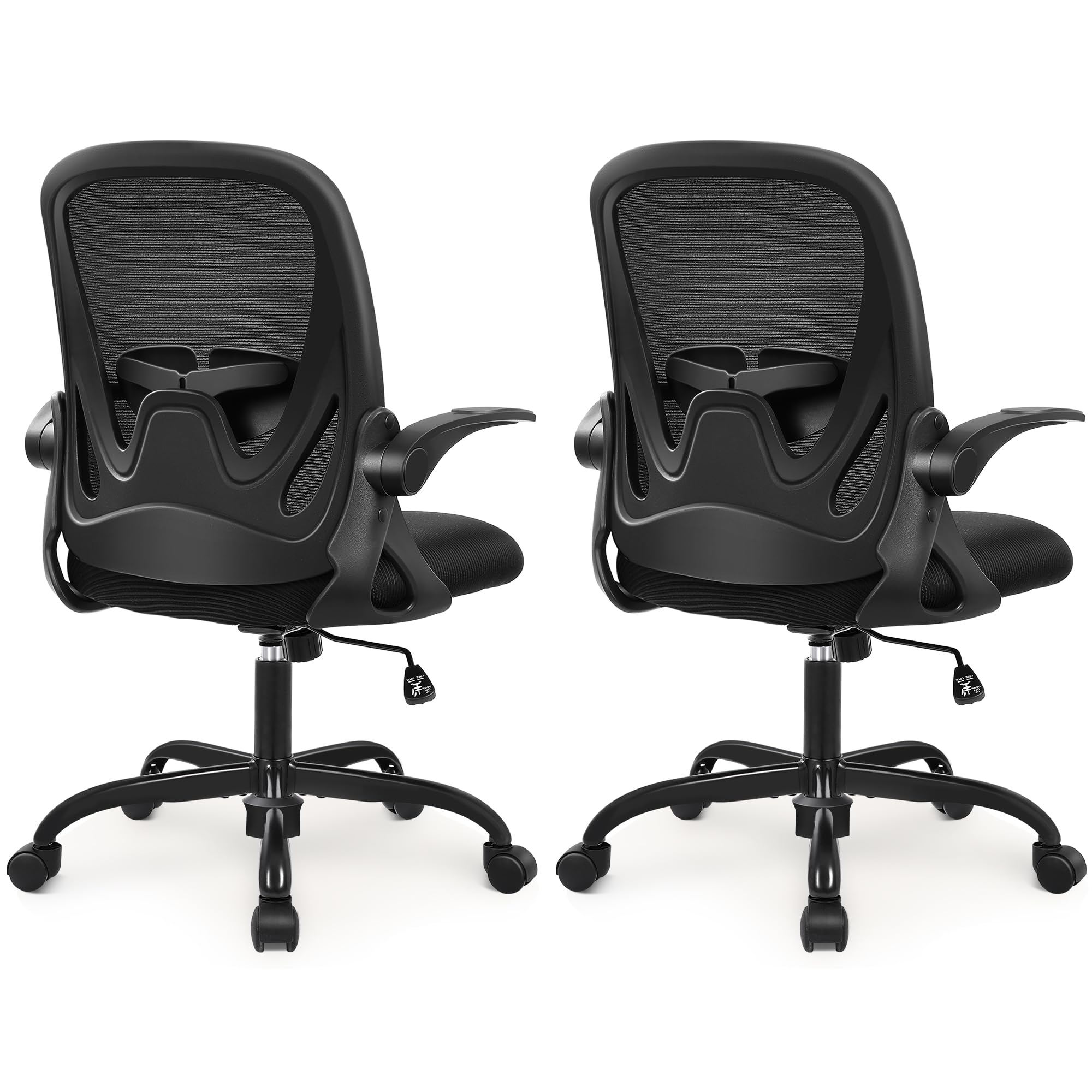 Primy 2-pack Office Chair Ergonomic Desk Chair with Flip Up Armrests Swivel Breathable Desk Mesh Computer Chair with Adjustable Lumbar Support