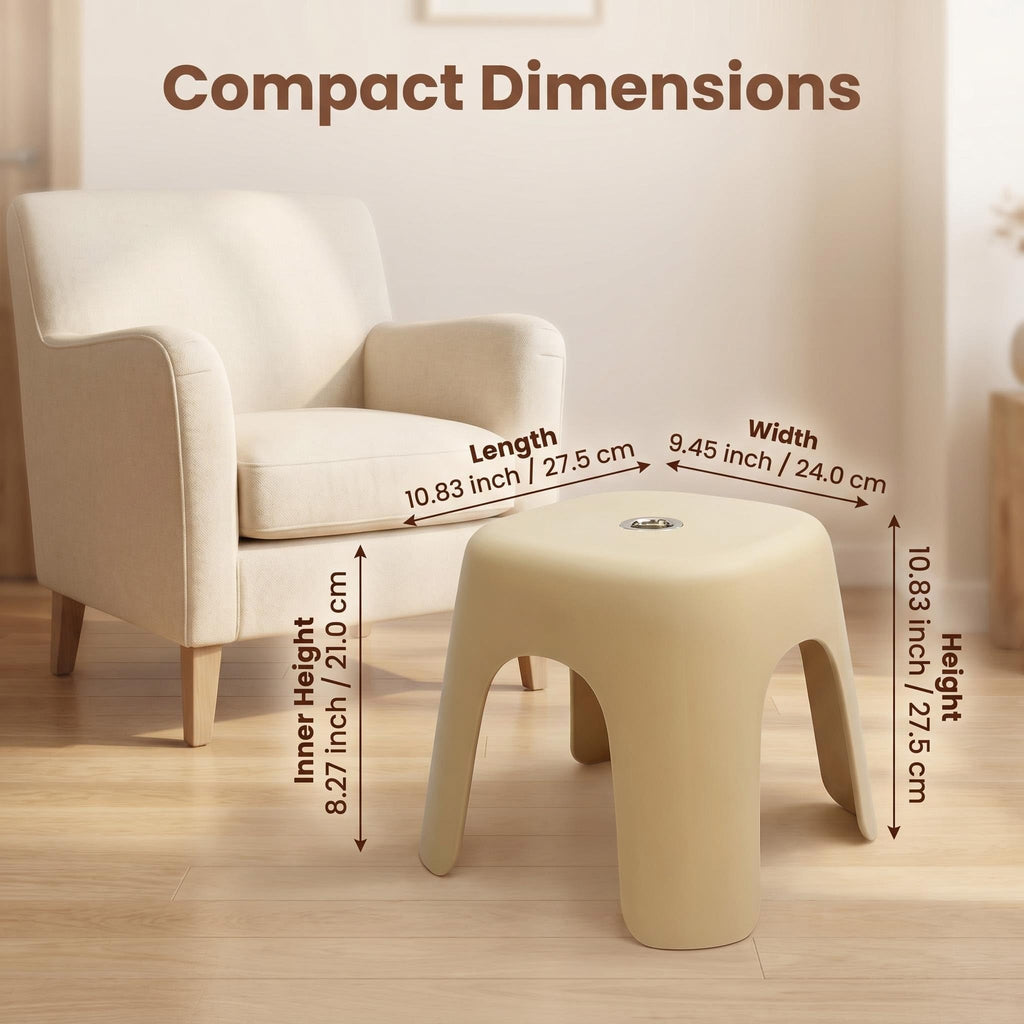 Plastic Step Stool, Heavy-duty Abs Shower Bath Stool Anti-slip, Compact Size for Bathroom, Kitchen, Entryway Beige, Begie
