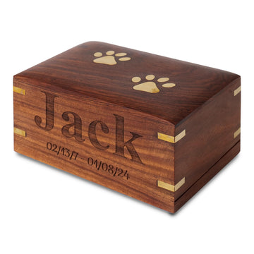 Personalized Rosewood Pet Urn for Dog Ashes - Wooden Memorial Cremation Urn Box for Cats - Decorative Keepsake Funeral Urns for Pet Ashes - Fits Pets from 10 lbs to 160 lbs (S to XL) - Sympathy Gift