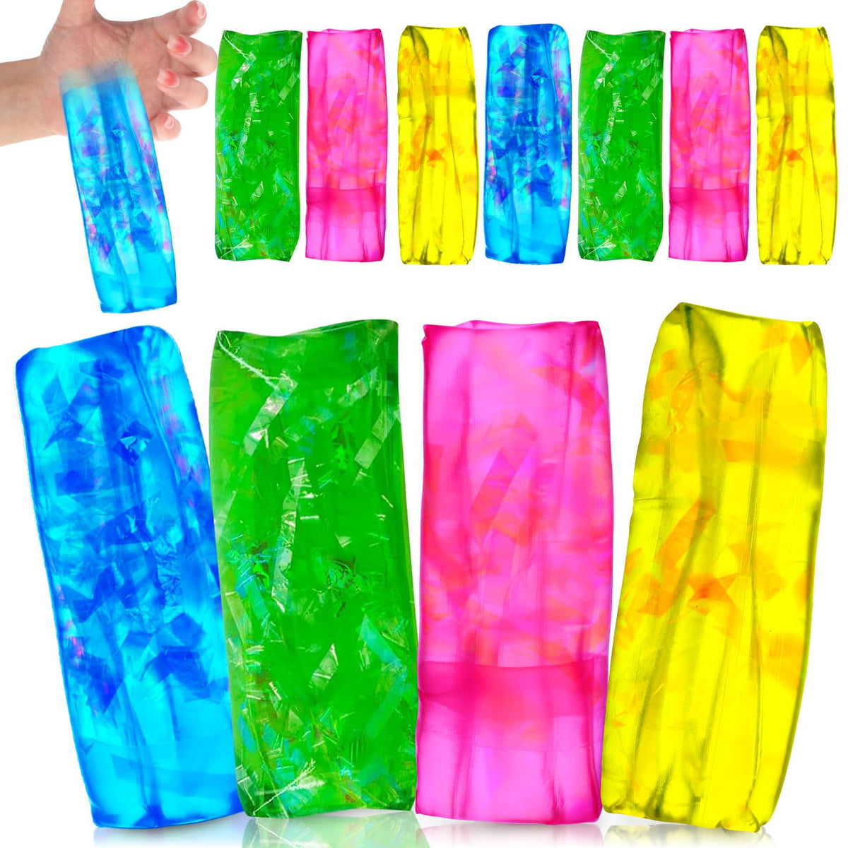 12 Pcs Water Wigglers Snake Toy Fidget Water Snake Trick Stress Toy Can't Hold Novelty Trick Slippery Tube for Home School Birthday Gifts, 4.33 x 1.57''(Lovely)