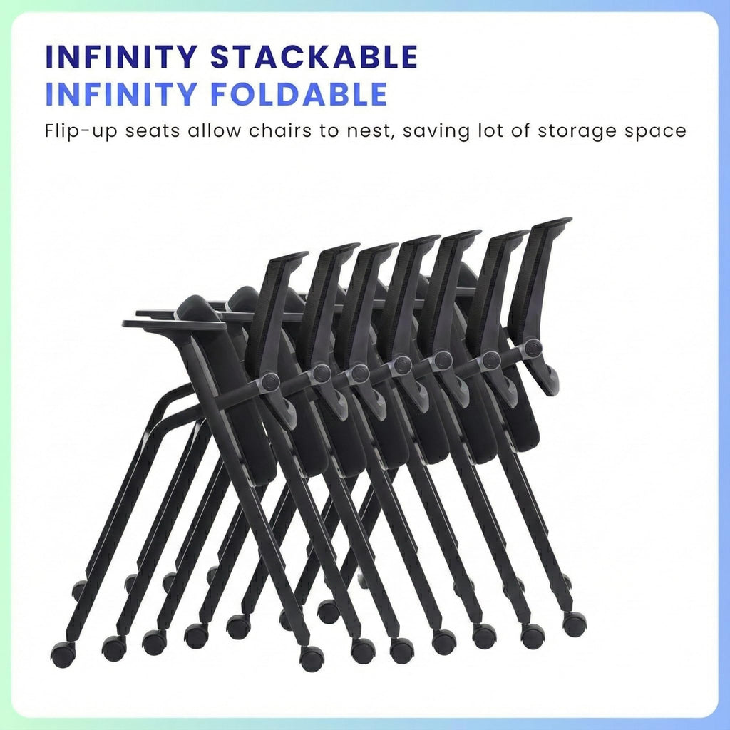 Blaneduo, 16 Pack Stackable Conference Room Chairs with Paddle Folding Office Chair Foldable Desk Chair Mesh Back and Arms for Conference
