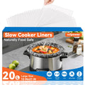 20 Pack Slow Cooker Liners,Large Size Thickened FDA-Compliant & BPA-Free 13"x21"Disposable Cooking Bags, 400°F Heat-Resistant Leak-Proof Fit 3-8 Quart Oval & Round Pots