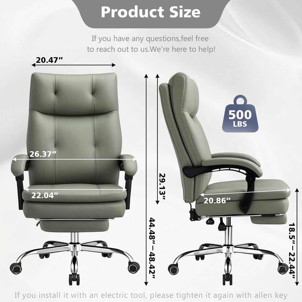 Big and Tall Comfy Office Chair,ergonomic High Back Executive Desk Chair with Foot Rest,heavy Duty Reclining Computer Chair with Wide Spring