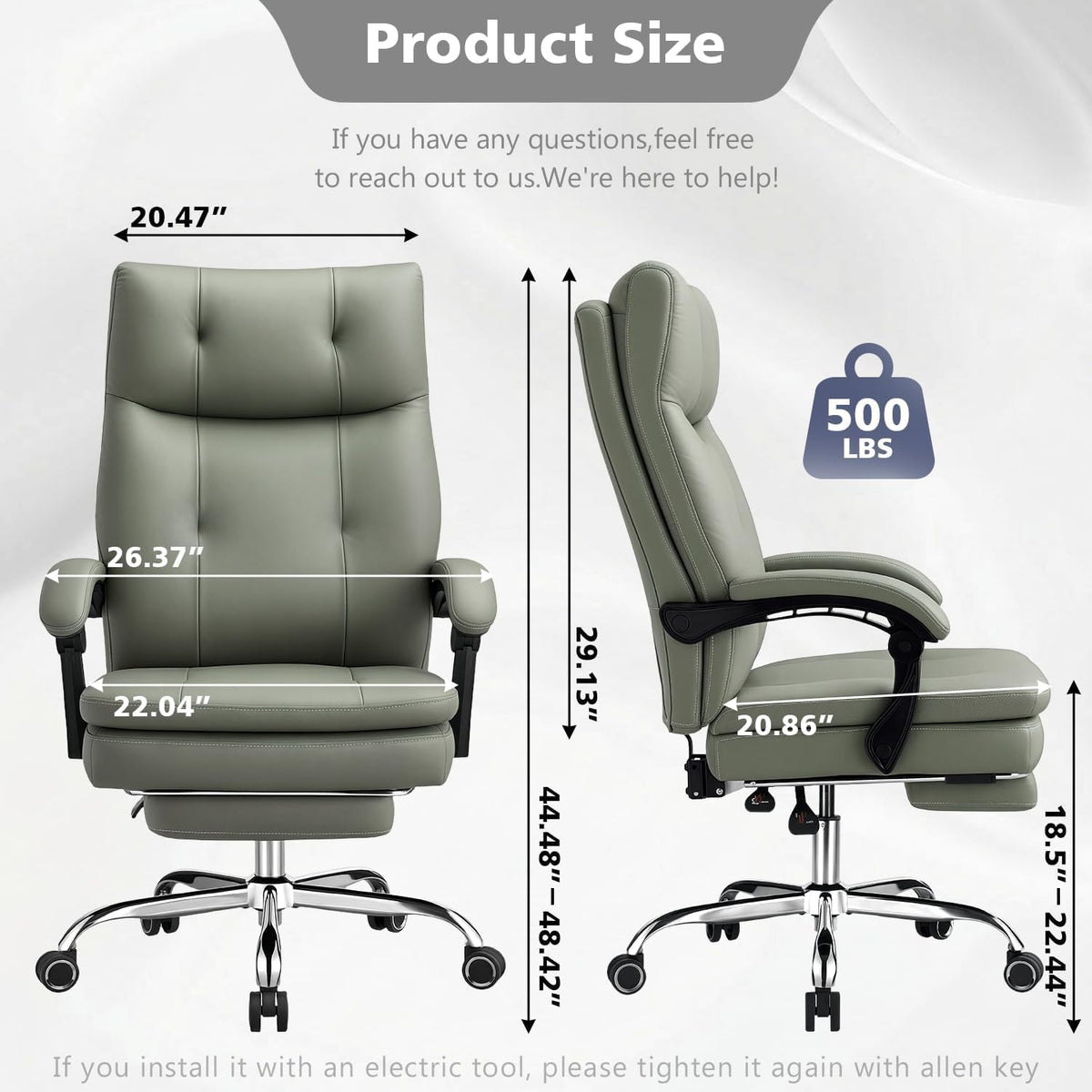 Big and Tall Comfy Office Chair,ergonomic High Back Executive Desk Chair with Foot Rest,heavy Duty Reclining Computer Chair with Wide Spring