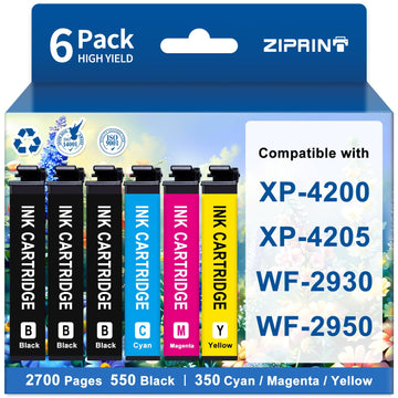 ZIPRINT Remanufactured Ink Cartridge Replacement for EPSON 232 Ink Cartridge Compatible with XP 4200 XP-4200 Printer Ink Cartridges WF-2930 WF-2950 XP-4205 Printer (3XL Black, 3 Standard CMY)