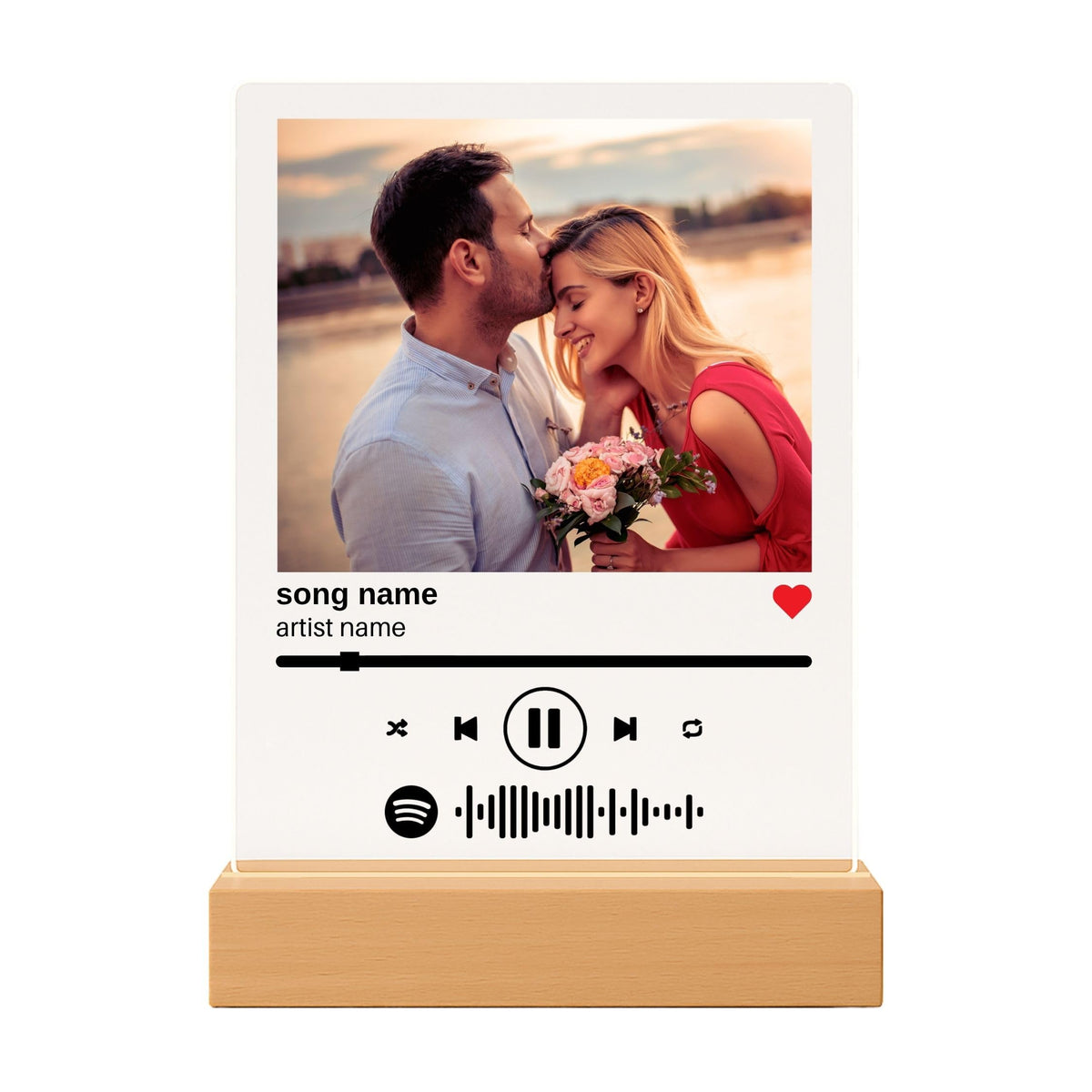 SAME DAY SHIP Custom Song Plaque with Wooden, Acrylic, Led Light Stand - Personalized Gift Music Plaque Photo Gift Personalized Couples Gift for Anniversary Celebration Gifts Valentines Day